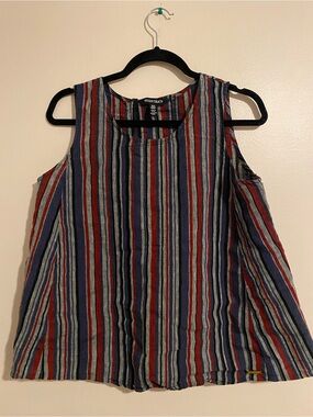 Ellen Tracy Red, Navy & Gray Striped Sleeveless Tank